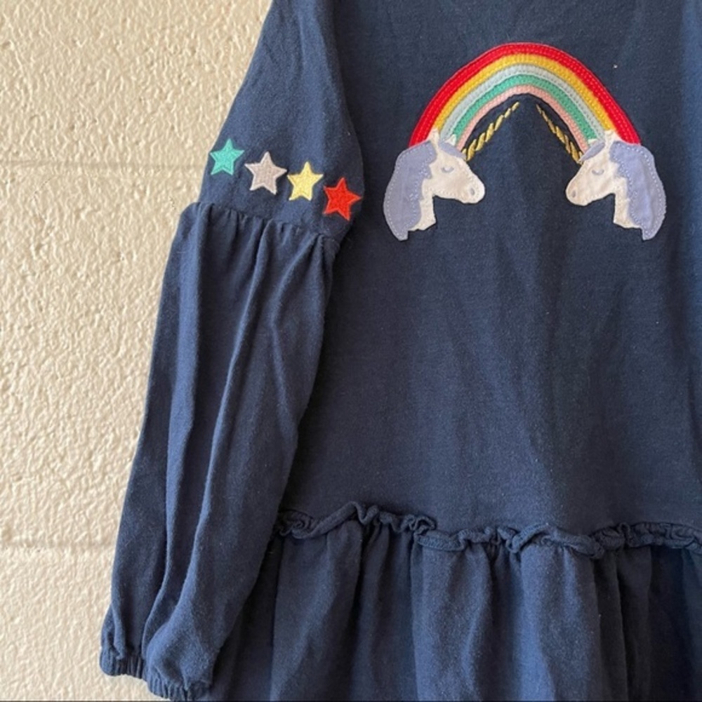 Mini Boden Bright Tiered Stormy Blue Unicorn Jersey Dress in Navy Size 5-6 Year - Picture 5 of 10
